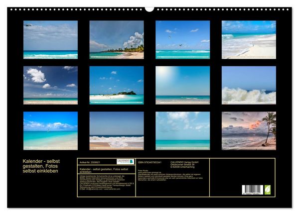 Produktbild: Kalender - selbst gestalten, Fotos selbst einkleben (Wandkalender 2026 DIN A2 quer), CALVENDO Monatskalender