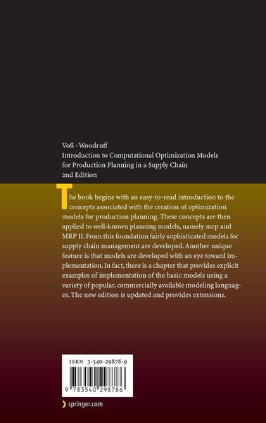 Produktbild: Introduction to Computational Optimization Models for Production Planning in a Supply Chain