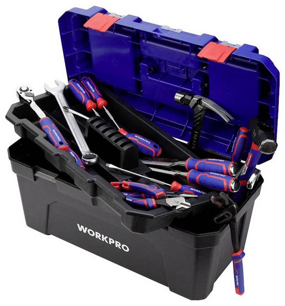 Produktbild: WorkPro WP283003 572 x 300 x 295mm Werkzeugkasten unbest&uuml;ckt Blau, Schwarz