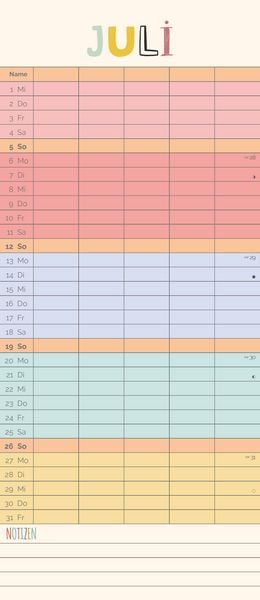 Produktbild: Unser buntes Jahr 2026 Familienplaner - Terminkalender - Familienkalender - 19,5x45