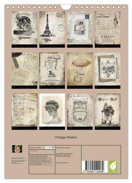 Produktbild: Vintage Welten (Wandkalender 2027 DIN A4 hoch), CALVENDO Monatskalender