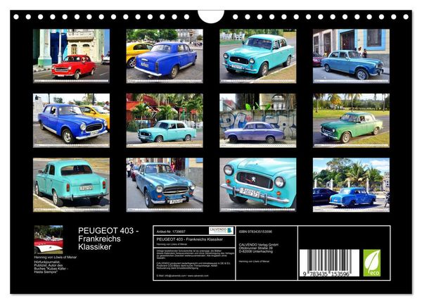 Produktbild: PEUGEOT 403 - Frankreichs Klassiker (Wandkalender 2025 DIN A4 quer), CALVENDO Monatskalender