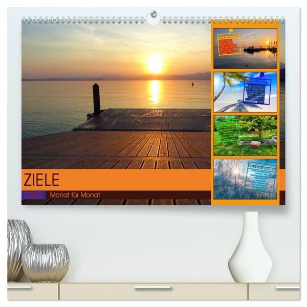 Produktbild: ZIELE Monat f&uuml;r Monat (hochwertiger Premium Wandkalender 2026 DIN A2 quer), Kunstdruck in Hochglanz