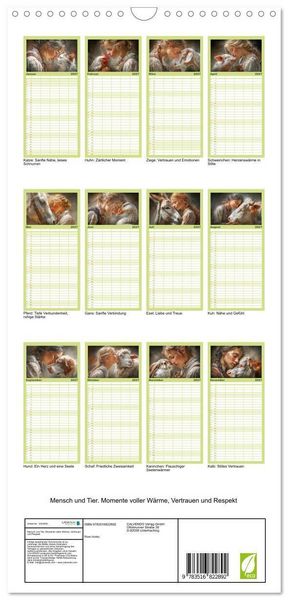 Produktbild: Familienplaner 2027 - Mensch und Tier. Momente voller W&auml;rme, Vertrauen und Respekt mit 5 Spalten (Wandkalender, 21 x 45 cm) CALVENDO