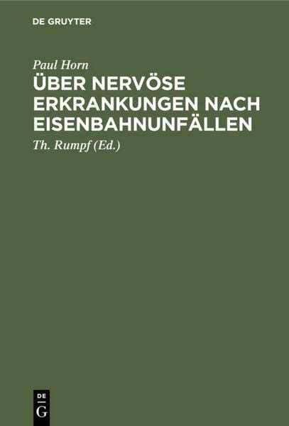 Produktbild: &Uuml;ber nerv&ouml;se Erkrankungen nach Eisenbahnunf&auml;llen