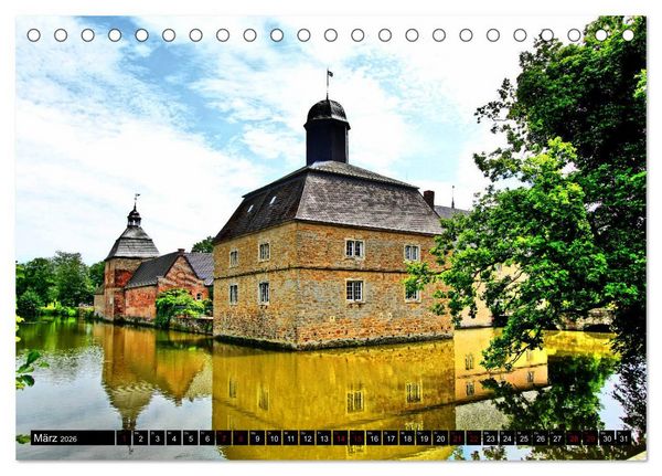 Produktbild: M&uuml;nsterland Romantik - Romantische Schl&ouml;sser und Wasserburgen (Tischkalender 2026 DIN A5 quer), CALVENDO Monatskalender