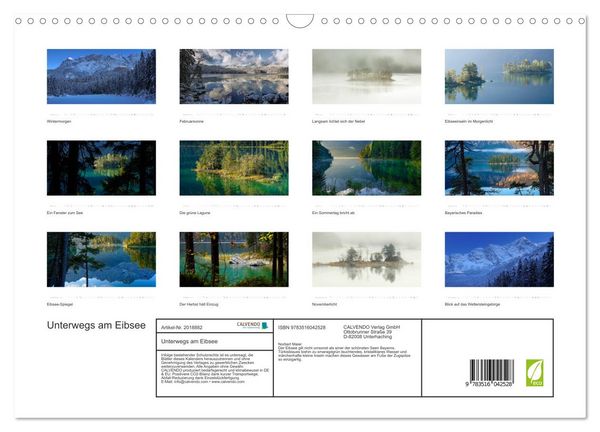 Produktbild: Unterwegs am Eibsee (Wandkalender 2026 DIN A3 quer), CALVENDO Monatskalender