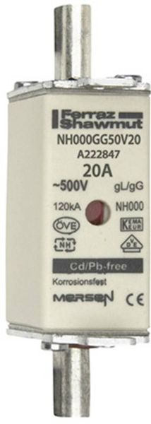 Mersen 1B637.000000 NH-Sicherung Sicherungsgröße = 000 20A 500V 1St.