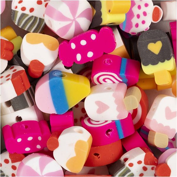 Produktbild: Creativ Company Figurperlen, S&uuml;&szlig;igkeiten, Kuchen und Eis, D 10 mm, Lochgr&ouml;&szlig;e 1,5 mm, 60 Stk