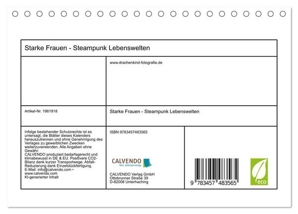 Produktbild: Starke Frauen - Steampunk Lebenswelten (Tischkalender 2026 DIN A5 quer), CALVENDO Monatskalender