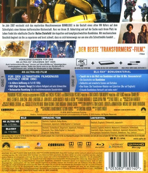 Produktbild: Bumblebee (4K Ultra HD) (+ Blu-ray 2D)