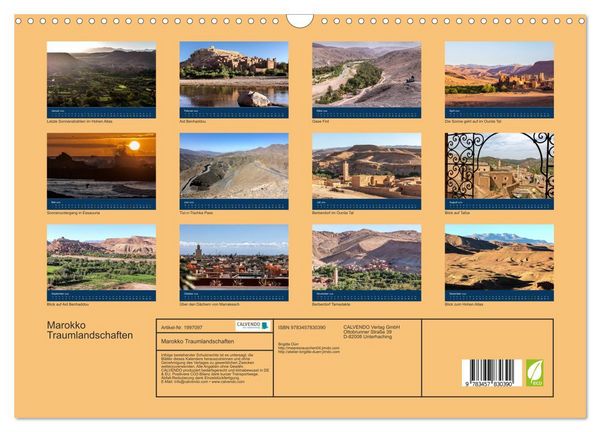 Produktbild: Marokko Traumlandschaften (Wandkalender 2026 DIN A3 quer), CALVENDO Monatskalender