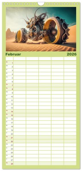 Produktbild: Familienplaner 2026 - Bizzare Motorr&auml;der mit 5 Spalten (Wandkalender, 21 x 45 cm) CALVENDO
