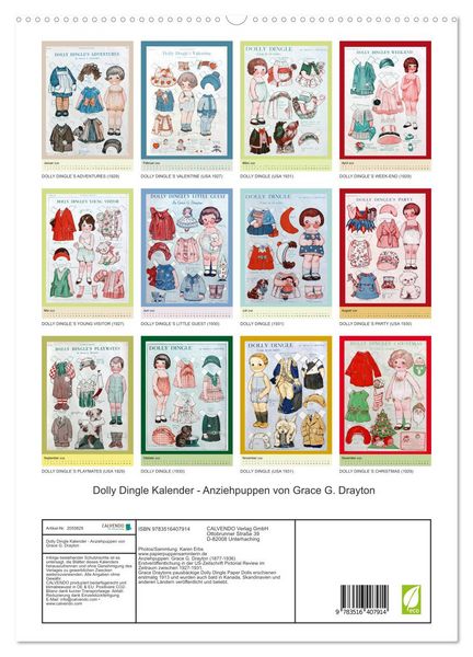 Produktbild: Dolly Dingle Kalender - Anziehpuppen von Grace G. Drayton (hochwertiger Premium Wandkalender 2026 DIN A2 hoch), Kunstdruck in Hochglanz