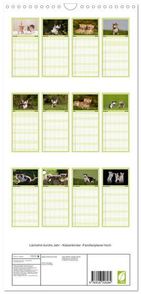 Produktbild: Familienplaner 2026 - L&auml;chelnd durchs Jahr - Katzenkinder -Familienplaner hoch mit 5 Spalten (Wandkalender, 21 x 45 cm) CALVENDO