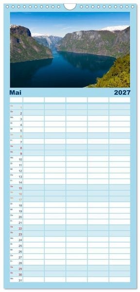 Produktbild: Familienplaner 2027 - Norwegen - Land im Norden mit 5 Spalten (Wandkalender, 21 x 45 cm) CALVENDO
