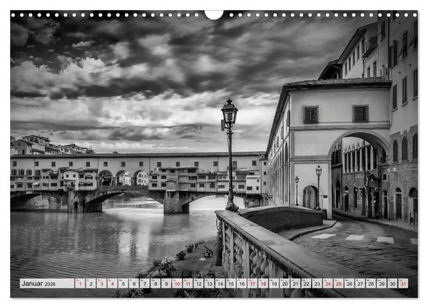 Produktbild: FLORENZ Monochrome Impressionen (Wandkalender 2026 DIN A3 quer), CALVENDO Monatskalender