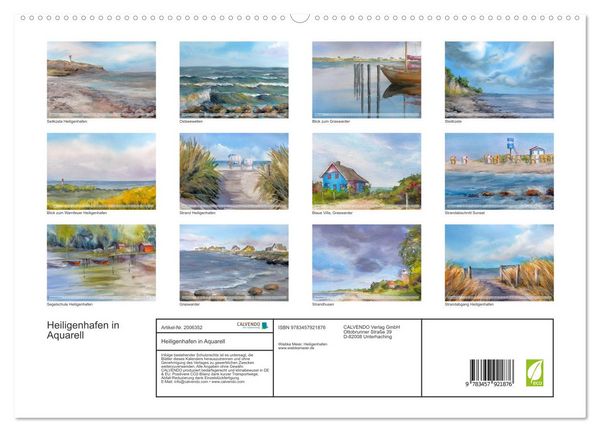 Produktbild: Heiligenhafen in Aquarell (Wandkalender 2026 DIN A2 quer), CALVENDO Monatskalender