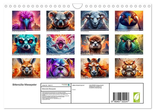 Produktbild: Bitters&uuml;&szlig;e Miesepeter (Wandkalender 2026 DIN A4 quer), CALVENDO Monatskalender
