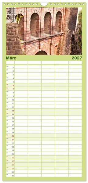 Produktbild: Familienplaner 2027 - Luxemburg entlang des Wenzelwegs mit 5 Spalten (Wandkalender, 21 x 45 cm) CALVENDO