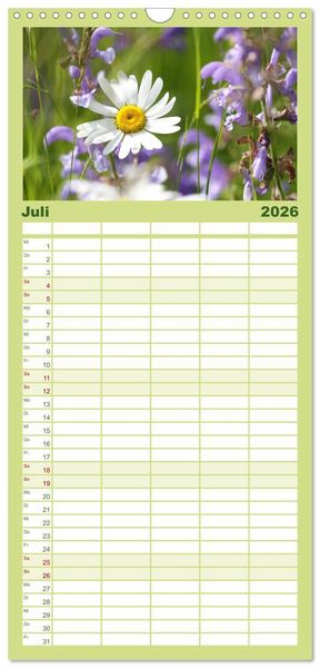 Produktbild: Familienplaner 2026 - Sanfte Natur mit 5 Spalten (Wandkalender, 21 x 45 cm) CALVENDO