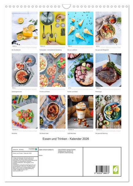 Produktbild: Essen und Trinken - Kalender 2026 (Wandkalender 2026 DIN A3 hoch), CALVENDO Monatskalender