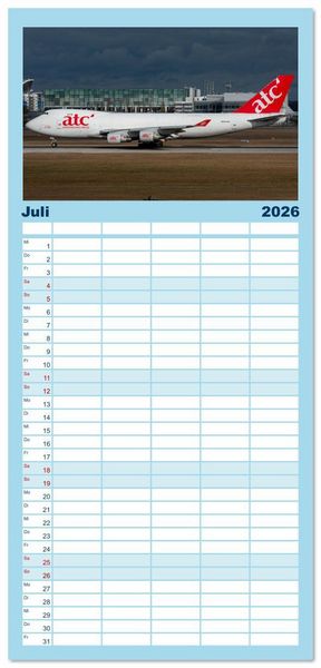 Produktbild: Familienplaner 2026 - Flieger von Boeing mit 5 Spalten (Wandkalender, 21 x 45 cm) CALVENDO