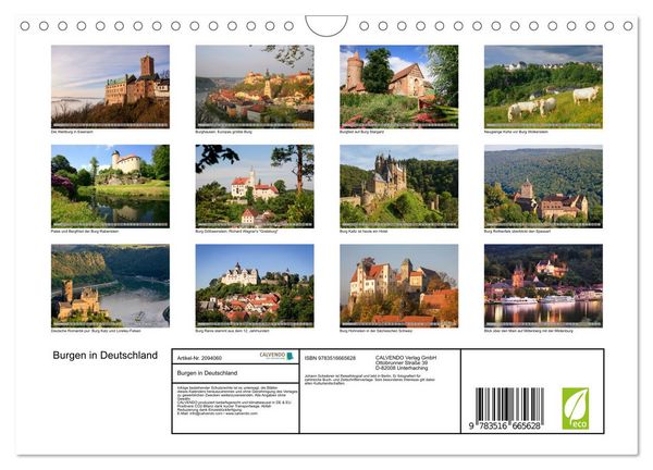 Produktbild: Burgen in Deutschland (Wandkalender 2026 DIN A4 quer), CALVENDO Monatskalender
