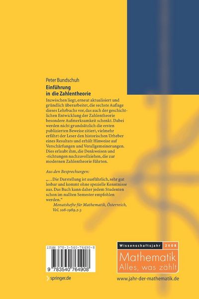 Produktbild: Einf&uuml;hrung in die Zahlentheorie