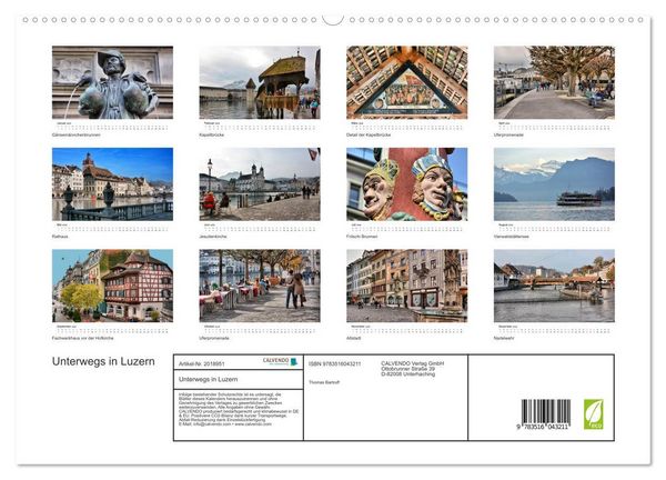 Produktbild: Unterwegs in Luzern (hochwertiger Premium Wandkalender 2026 DIN A2 quer), Kunstdruck in Hochglanz
