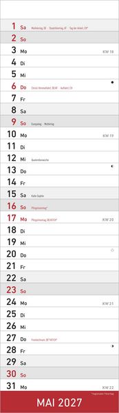 Produktbild: Streifenplaner Mini ROT 2027