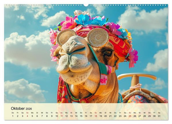 Produktbild: Modische Kamele in der W&uuml;ste. Extravagante Highlights (hochwertiger Premium Wandkalender 2026 DIN A2 quer), Kunstdruck in Hochglanz