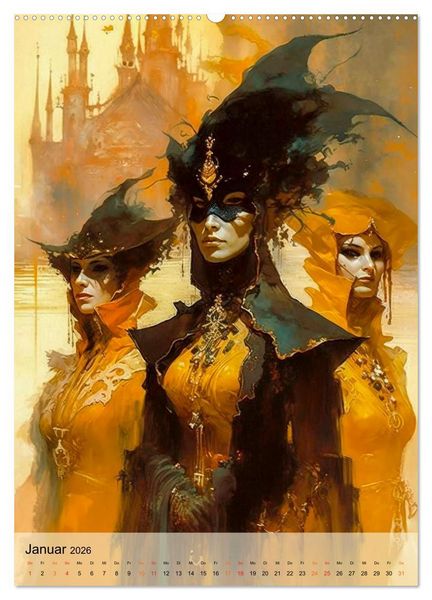 Produktbild: Venedig Karneval (Wandkalender 2026 DIN A2 hoch), CALVENDO Monatskalender