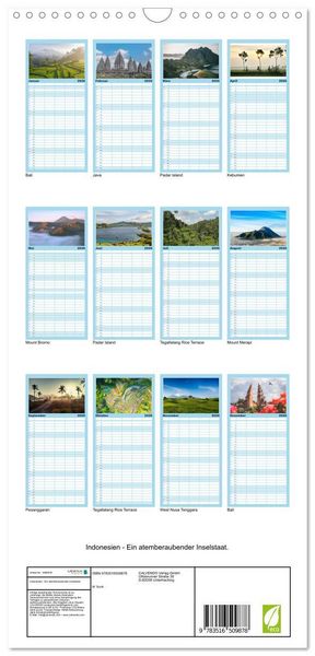 Produktbild: Familienplaner 2026 - Indonesien - Ein atemberaubender Inselstaat. mit 5 Spalten (Wandkalender, 21 x 45 cm) CALVENDO