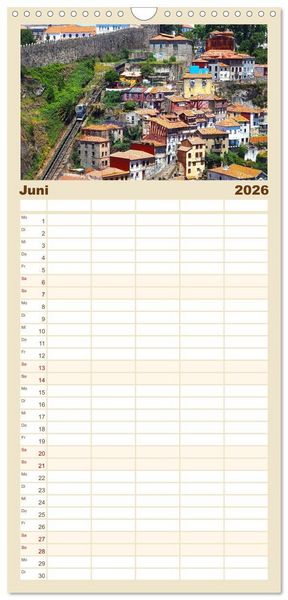Produktbild: Familienplaner 2026 - Bom Dia Sch&ouml;nes Porto mit 5 Spalten (Wandkalender, 21 x 45 cm) CALVENDO