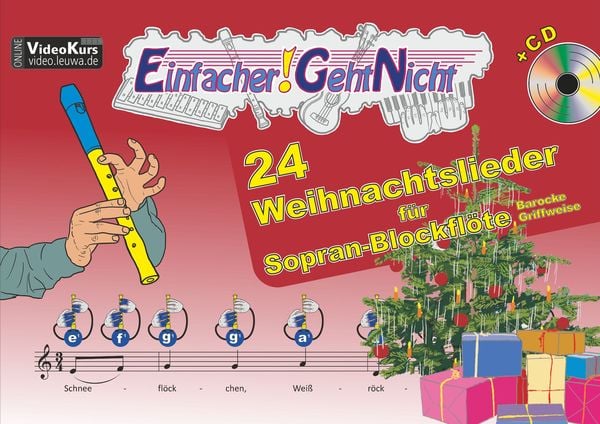 Produktbild: Einfacher!-Geht-Nicht: 24 Weihnachtslieder f&uuml;r Sopran-Blockfl&ouml;te (barocke Griffweise) mit CD