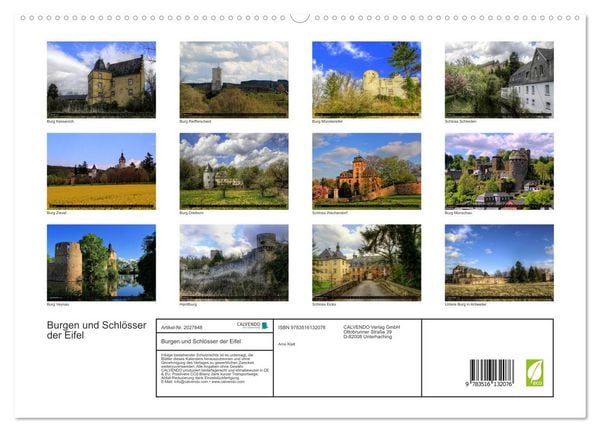 Produktbild: Burgen und Schl&ouml;sser der Eifel (hochwertiger Premium Wandkalender 2026 DIN A2 quer), Kunstdruck in Hochglanz