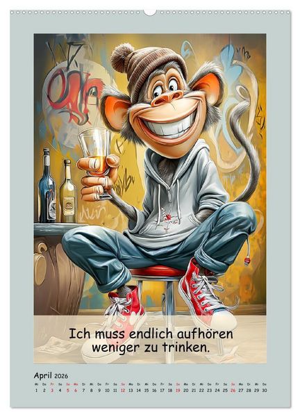Produktbild: Affengeil. Humor aus dem Gro&szlig;stadtdschungel (hochwertiger Premium Wandkalender 2026 DIN A2 hoch), Kunstdruck in Hochglanz