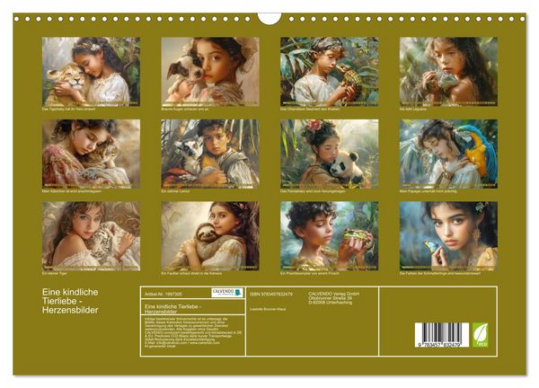 Produktbild: Eine kindliche Tierliebe - Herzensbilder (Wandkalender 2026 DIN A3 quer), CALVENDO Monatskalender
