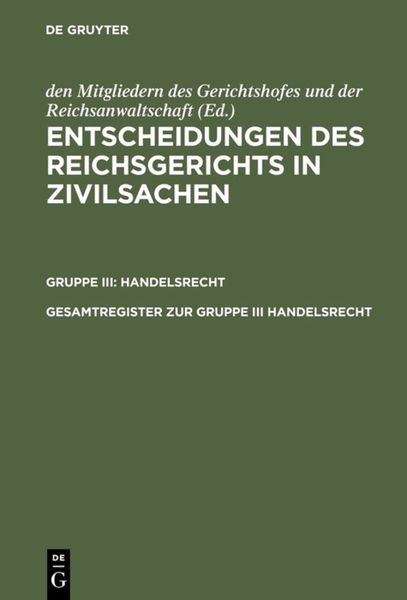 Produktbild: Gesamtregister zur Gruppe III Handelsrecht