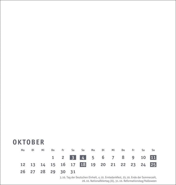 Produktbild: Premium-Bastelkalender weiß mittel 2026