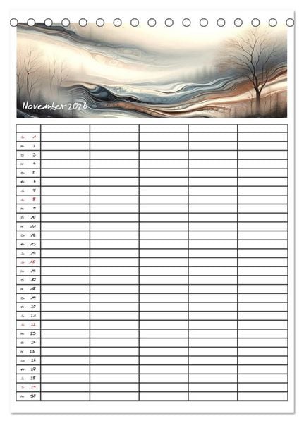 Produktbild: Pouring Art Familienplaner - Durch das Jahr mit KI-kreierter Pouring Kunst (Tischkalender 2026 DIN A5 hoch), CALVENDO Monatskalender