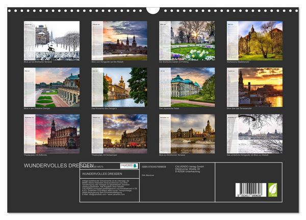 Produktbild: WUNDERVOLLES DRESDEN (Wandkalender 2026 DIN A3 quer), CALVENDO Monatskalender