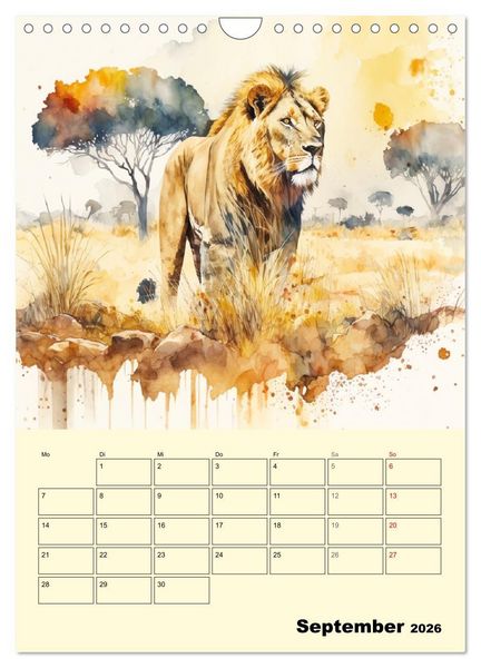 Produktbild: Sch&ouml;ne Aquarelle. Darstellungen von Afrikas Wildtieren (Wandkalender 2026 DIN A4 hoch), CALVENDO Monatskalender