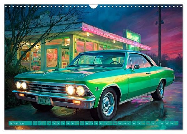 Produktbild: Amerikas rollende Legenden &ndash; Retro-Design trifft Nostalgie (Wandkalender 2026 DIN A3 quer), CALVENDO Monatskalender
