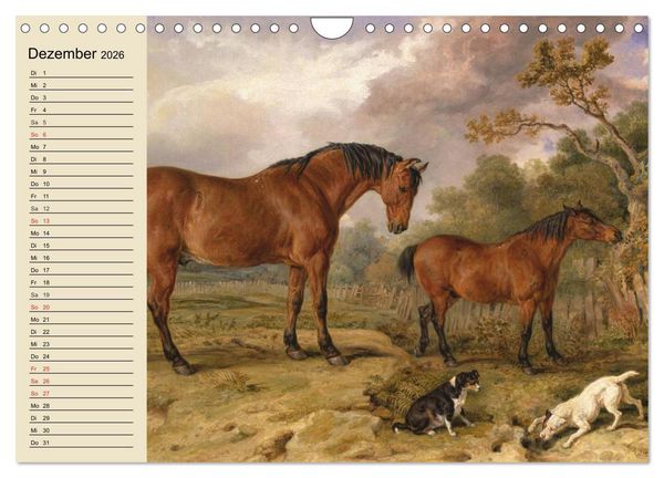 Produktbild: Pferde-&Ouml;lgem&auml;lde. Die Kunst der alten Meister (Wandkalender 2026 DIN A4 quer), CALVENDO Monatskalender