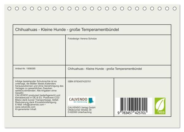 Produktbild: Chihuahuas - Kleine Hunde - gro&szlig;e Temperamentb&uuml;ndel (Tischkalender 2026 DIN A5 quer), CALVENDO Monatskalender