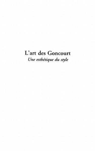 Produktbild: L'art des Goncourt