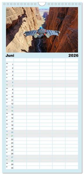 Produktbild: Familienplaner 2026 - Base Jumping Adrenalin- Kick mit 5 Spalten (Wandkalender, 21 x 45 cm) CALVENDO