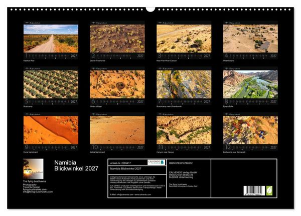 Produktbild: Namibia Blickwinkel 2027 (Wandkalender 2027 DIN A2 quer), CALVENDO Monatskalender